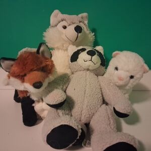 Plush Animal Toy Set - Cat, Raccoon, Fox, Wolf